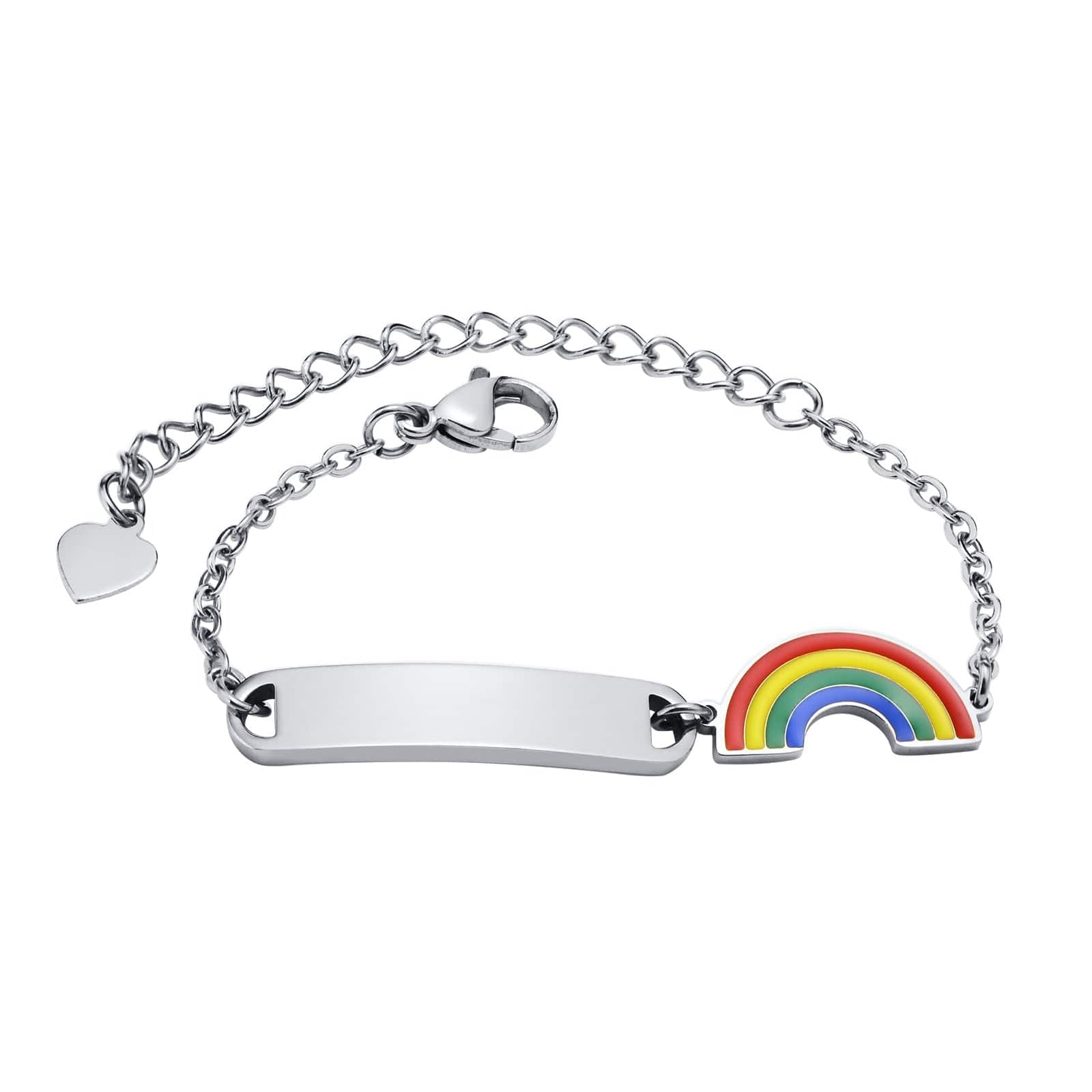 VVS Jewelry hip hop jewelry Silver Rainbow Custom Baby Engraved Name Adjustable Bracelet with Charm