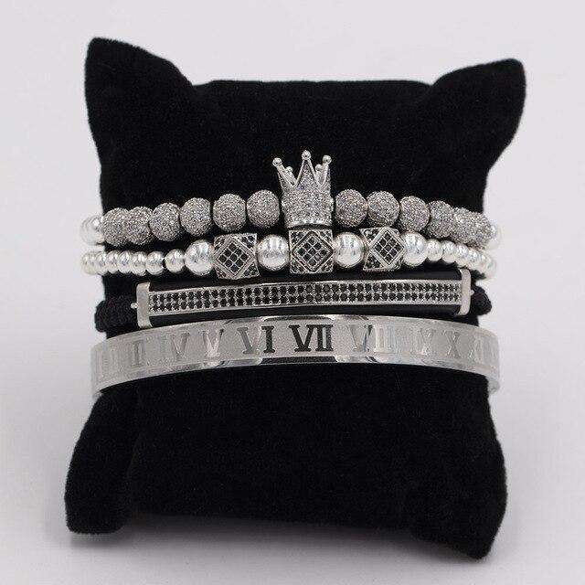 VVS Jewelry hip hop jewelry Silver Royalty Bracelet Set + FREE Roman Bangle Today Only