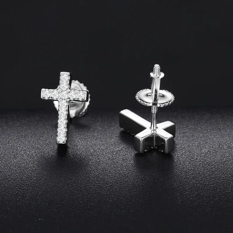 VVS Jewelry hip hop jewelry Silver S925 Silver Moissanite Dainty Cross Stud Earrings