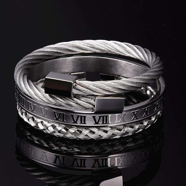 VVS Jewelry hip hop jewelry Silver Set Kobra King 3 Piece Bracelet Set