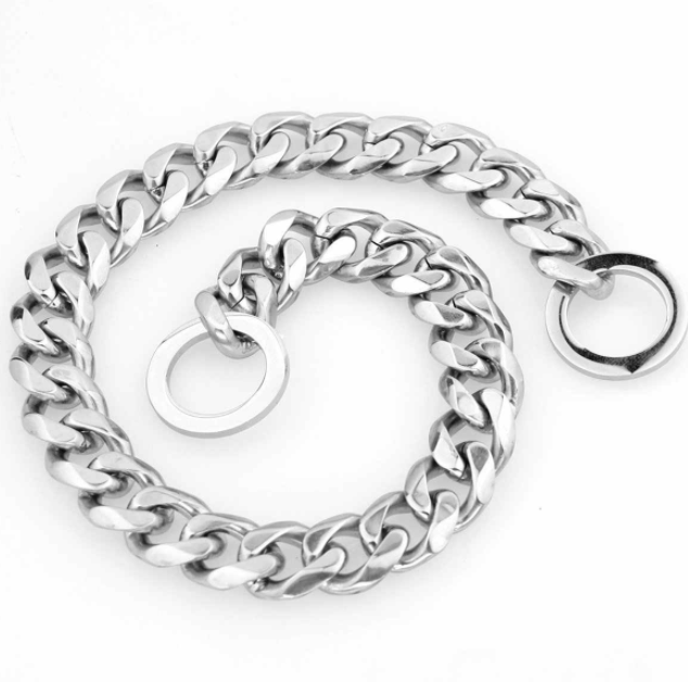 VVS Jewelry hip hop jewelry Silver Titanium Cuban Link Dog Collar