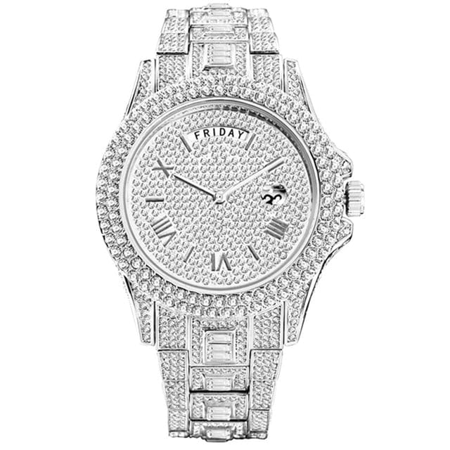 VVS Jewelry hip hop jewelry Silver Top Luxury Fully Iced Out Baguette Watch