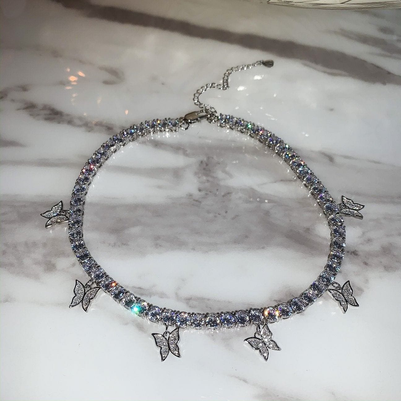 VVS Jewelry hip hop jewelry Silver Women's Butterfly Tennis Choker - Best Quality