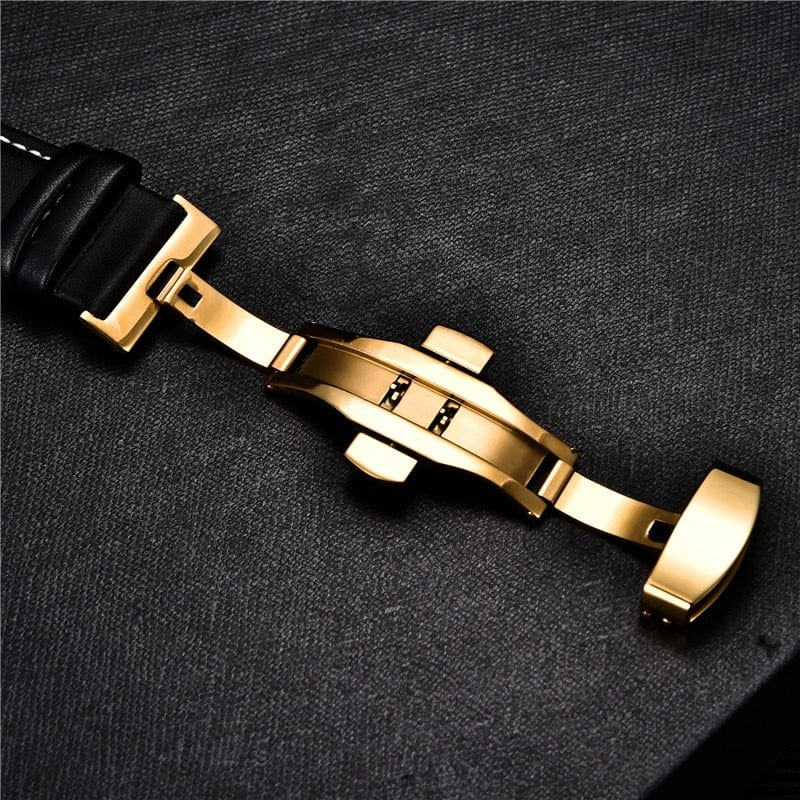 VVS Jewelry hip hop jewelry Smooth Calfskin Leather Watchstrap