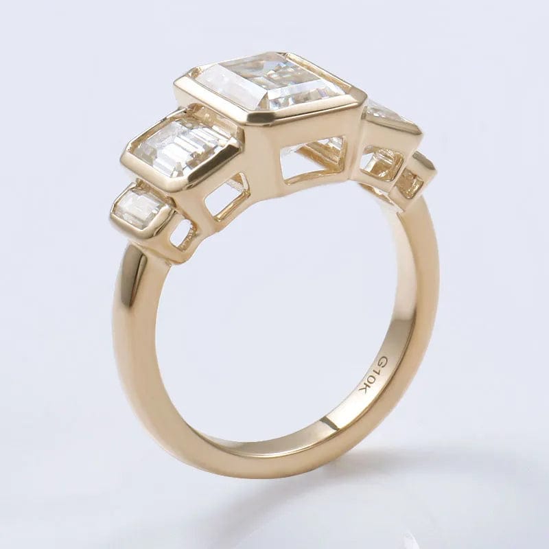 VVS Jewelry hip hop jewelry Solid 10K Gold Emerald Cut 2CT Moissanite Engagement Ring