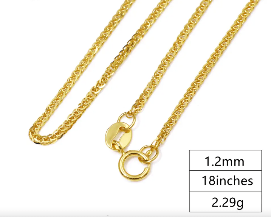 VVS Jewelry hip hop jewelry Solid 18K Gold Minimalist Wheat Cuban Chain