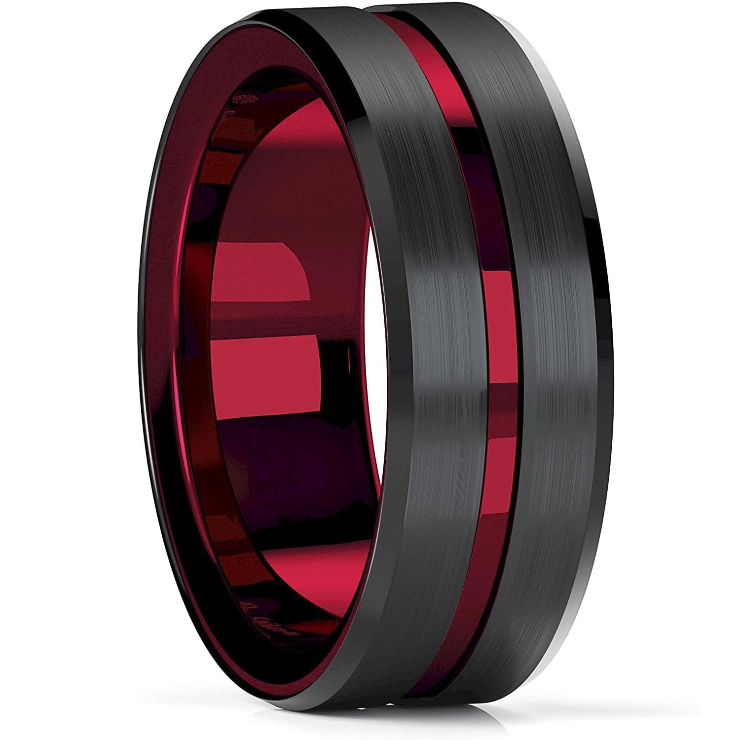 VVS Jewelry hip hop jewelry Style 1 / 9 8MM Tungsten Carbide Ring  Matte Finish Beveled Polished Edge Comfort Fit