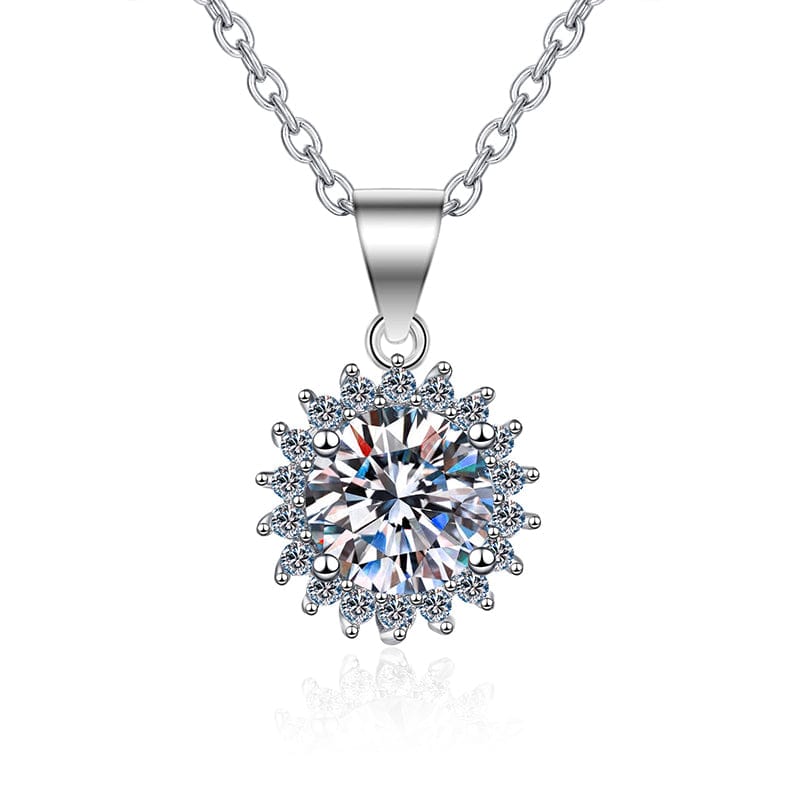 VVS Jewelry hip hop jewelry Sunflower 5CT Moissanite Sterling Silver Necklace