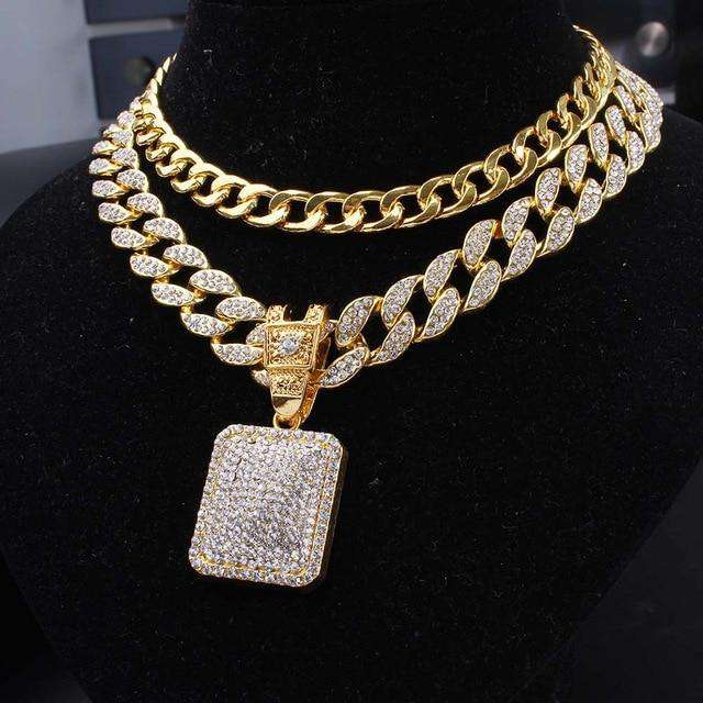 VVS Jewelry hip hop jewelry Swag On Lock Cuban Link Choker Set