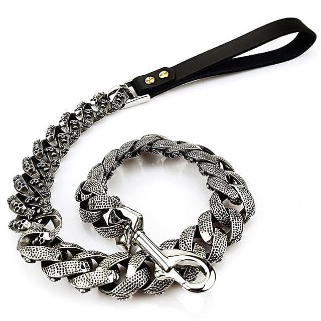 VVS Jewelry hip hop jewelry Thicc Skull Face Cuban Link Dog Leash