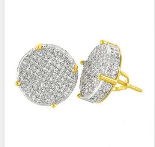 VVS Jewelry hip hop jewelry Thin Circle Bling Gold/Silver Stud Earrings