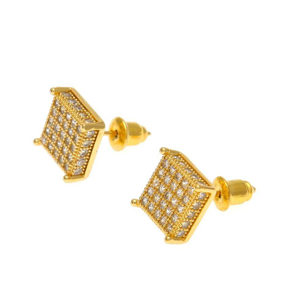 VVS Jewelry hip hop jewelry Thin Square Bling Geometric Stud Earrings