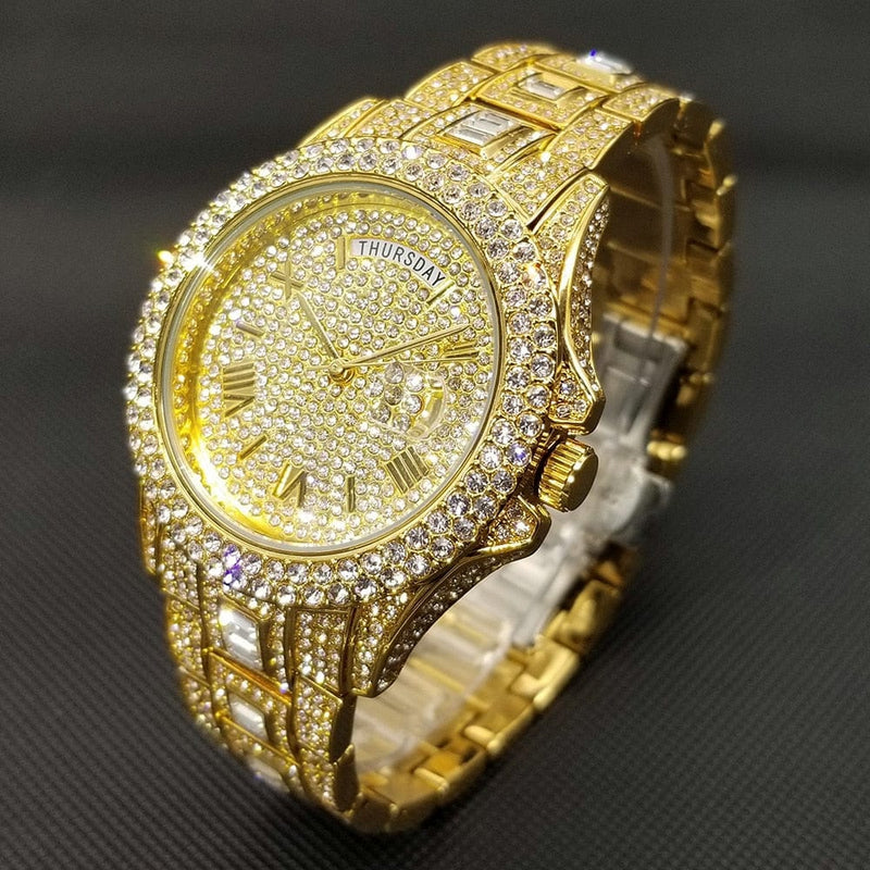 Top Luxury Fully Iced Out Baguette Watch VVS Jewelry
