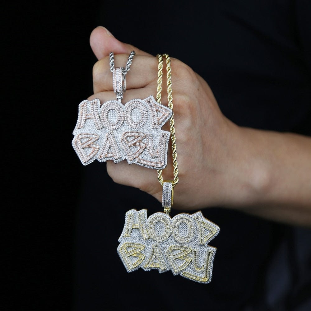 VVS Jewelry hip hop jewelry Two-Tone Iced Hood Baby Pendant Chain