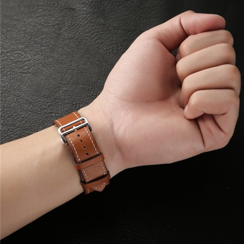 VVS Jewelry hip hop jewelry Two-Tone Leather Watch Strap for Smart Watches