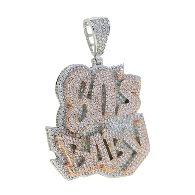 VVS Jewelry hip hop jewelry Two Tone Silver / Rope Chain 18 Inches VVS Jewelry Two-Tone 80's Baby Boss Bling Pendant Chain