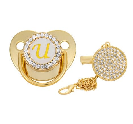 VVS Jewelry hip hop jewelry U Custom Gold Bling Initial BPA Free Baby Pacifier