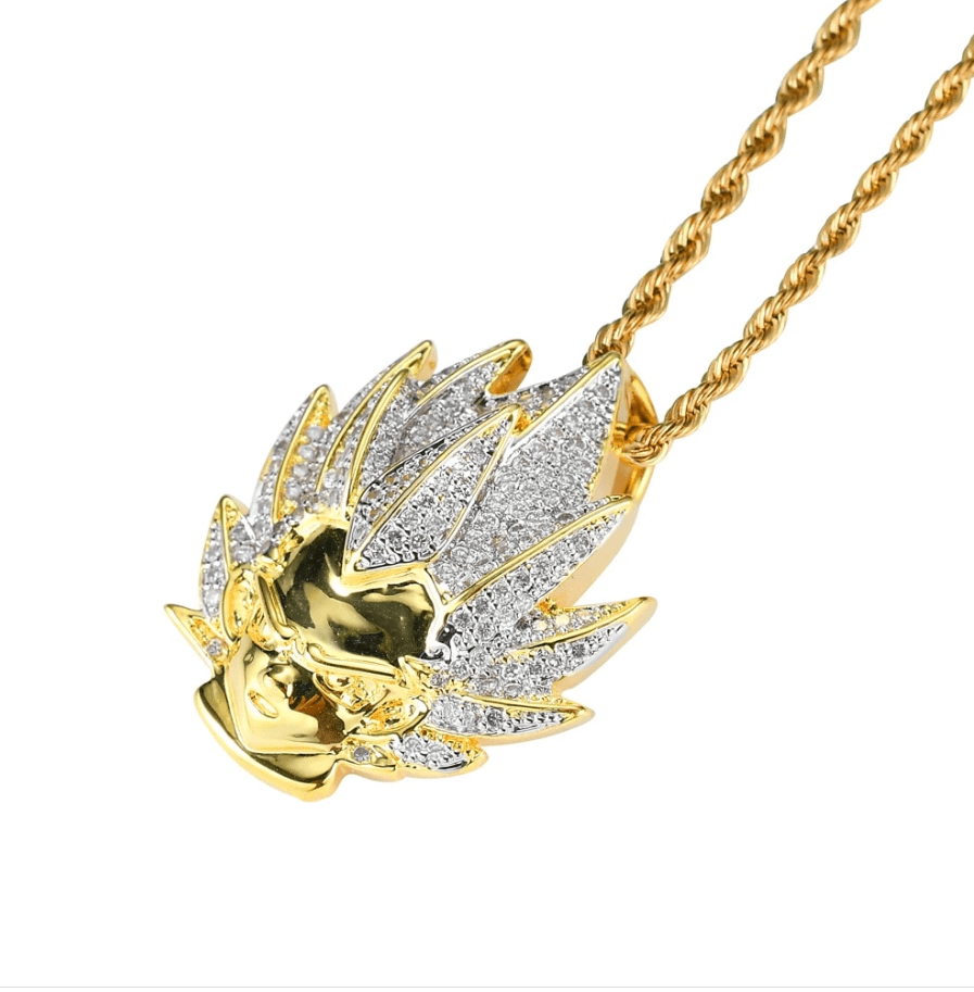 VVS Jewelry hip hop jewelry Vegeta Dragon Ball Z Gold/Silver Bling Necklace