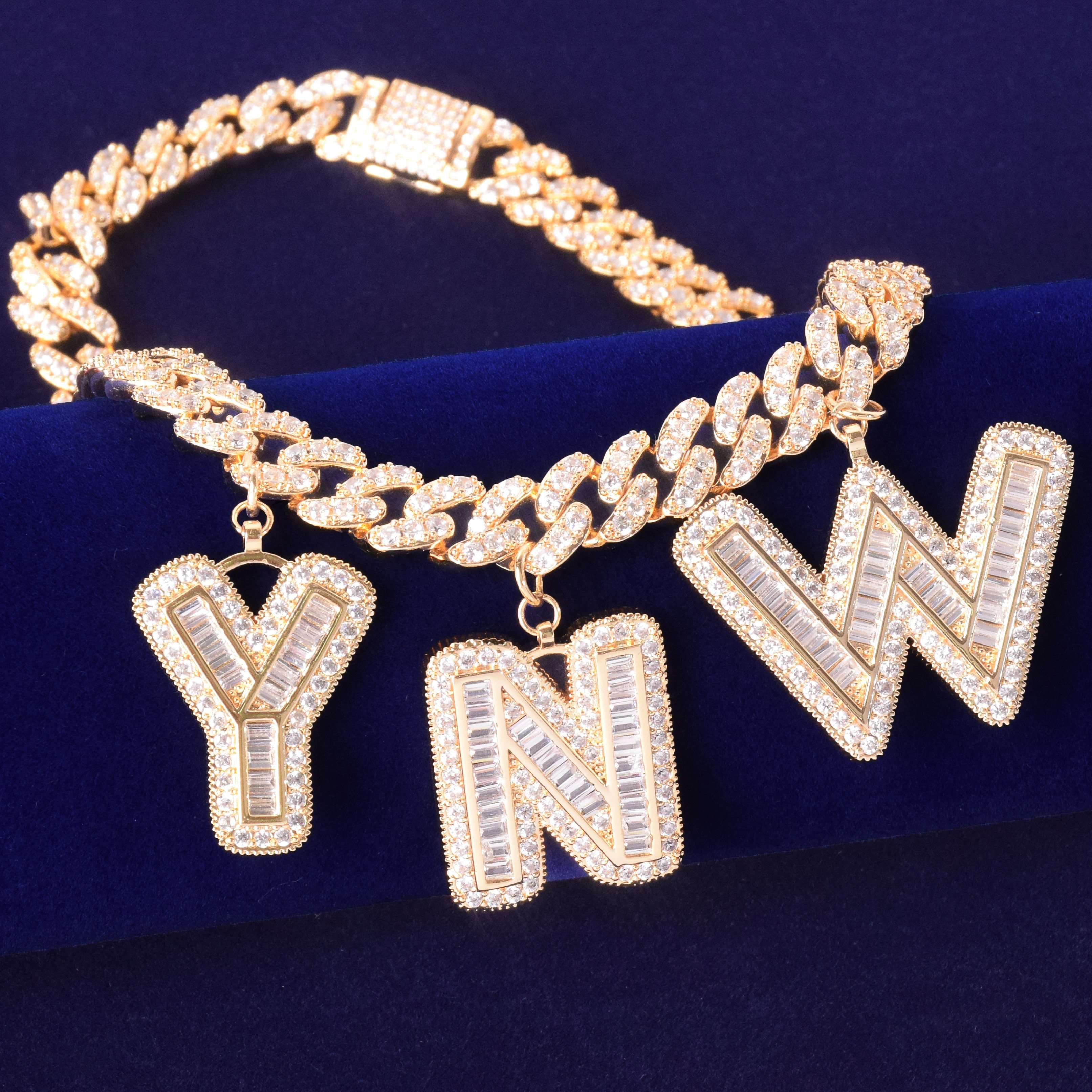 VVS Jewelry hip hop jewelry VVS Jewelry 10mm Custom Name Cuban Baguette Chain