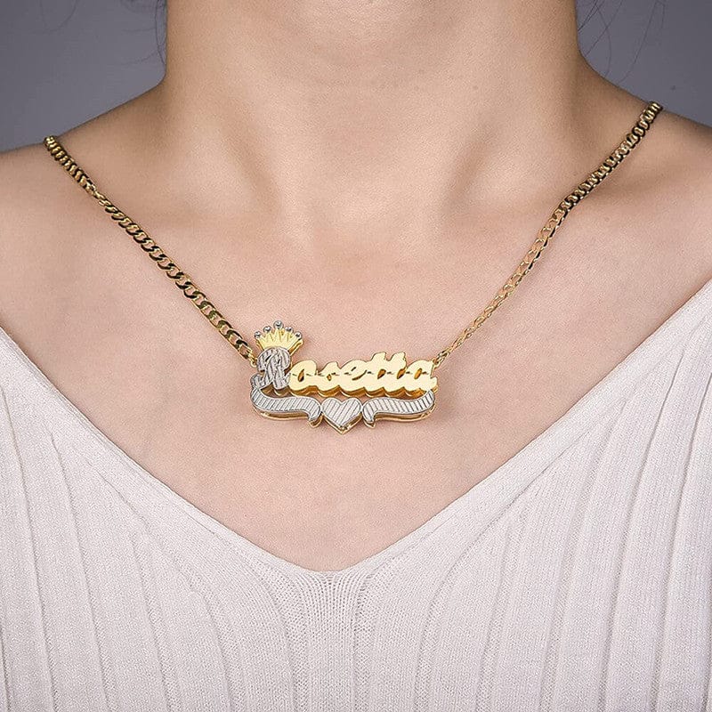 VVS Jewelry hip hop jewelry VVS Jewelry 3D Two-Tone Custom Gold Plated Name Necklace