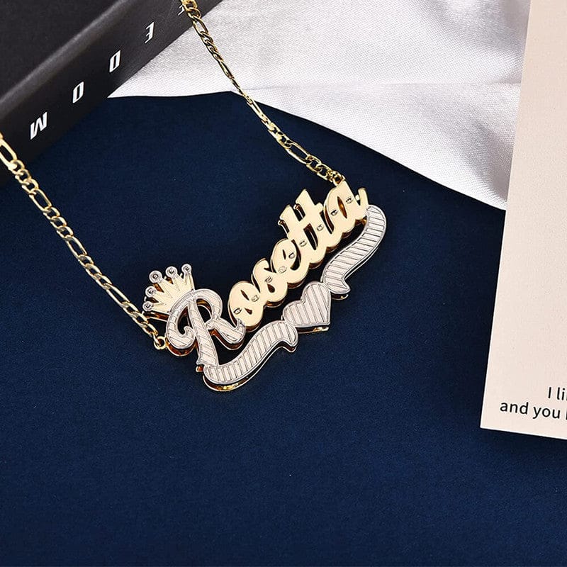 VVS Jewelry hip hop jewelry VVS Jewelry 3D Two-Tone Custom Gold Plated Name Necklace
