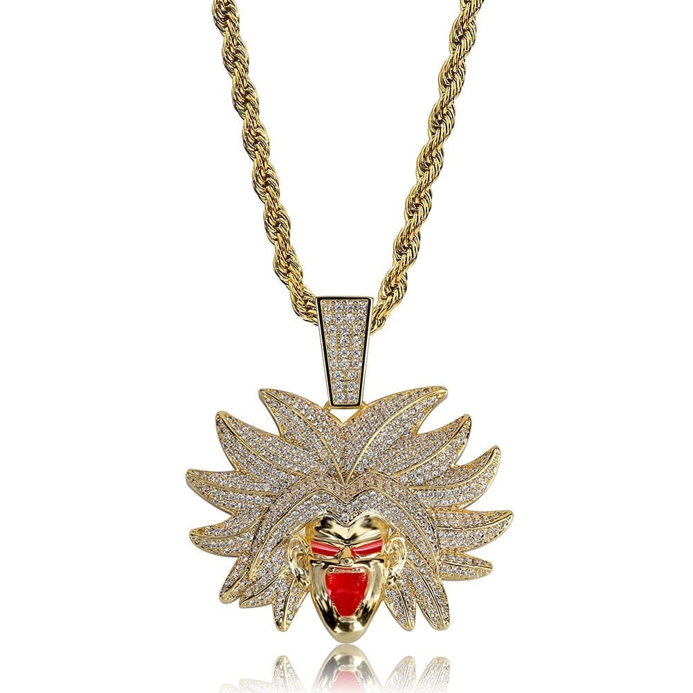 VVS Jewelry hip hop jewelry VVS Jewelry Broly necklace simulated diamond Goku broly iced out dragon ball z chain