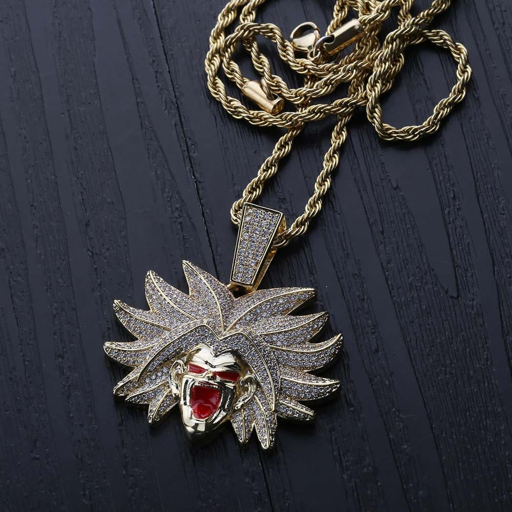 VVS Jewelry hip hop jewelry VVS Jewelry Broly necklace simulated diamond Goku broly iced out dragon ball z chain