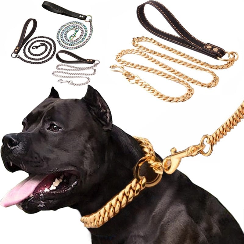 VVS Jewelry hip hop jewelry VVS Jewelry Cuban Link Gold Dog Leash