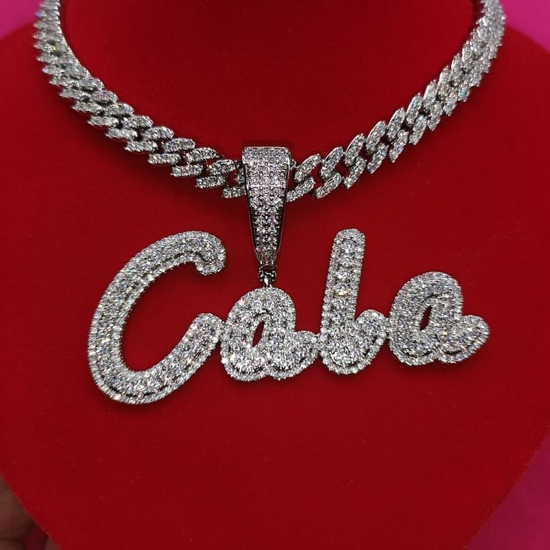 VVS Jewelry hip hop jewelry VVS Jewelry Custom Cursive Cuban Letter Pendant