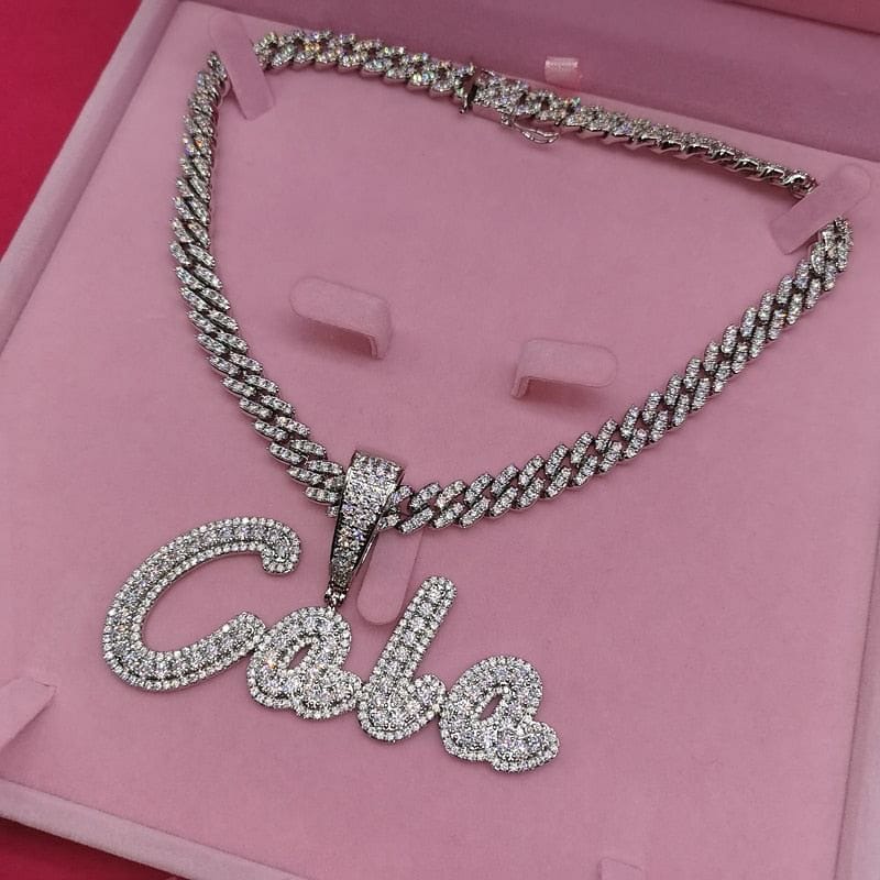 VVS Jewelry hip hop jewelry VVS Jewelry Custom Cursive Cuban Letter Pendant