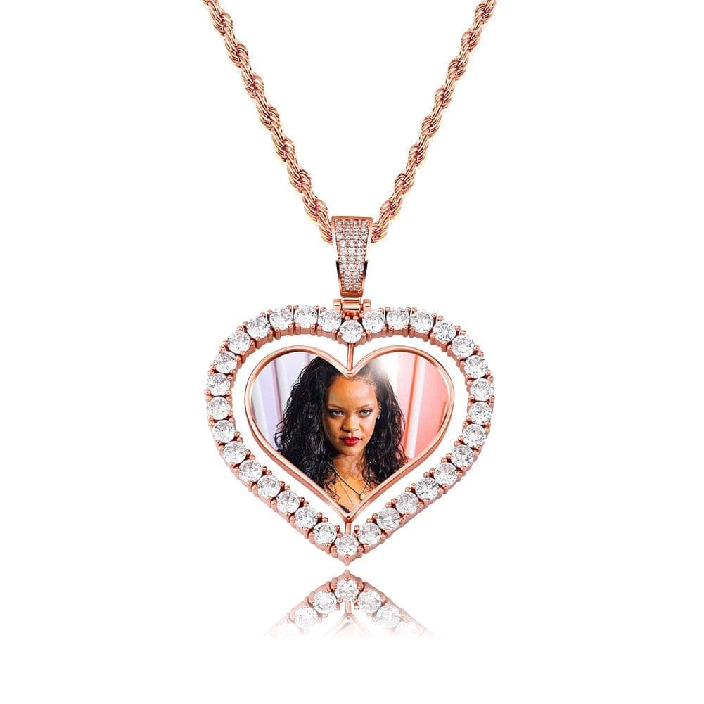 VVS Jewelry hip hop jewelry VVS Jewelry Custom Double-Sided Heart Photo Chain