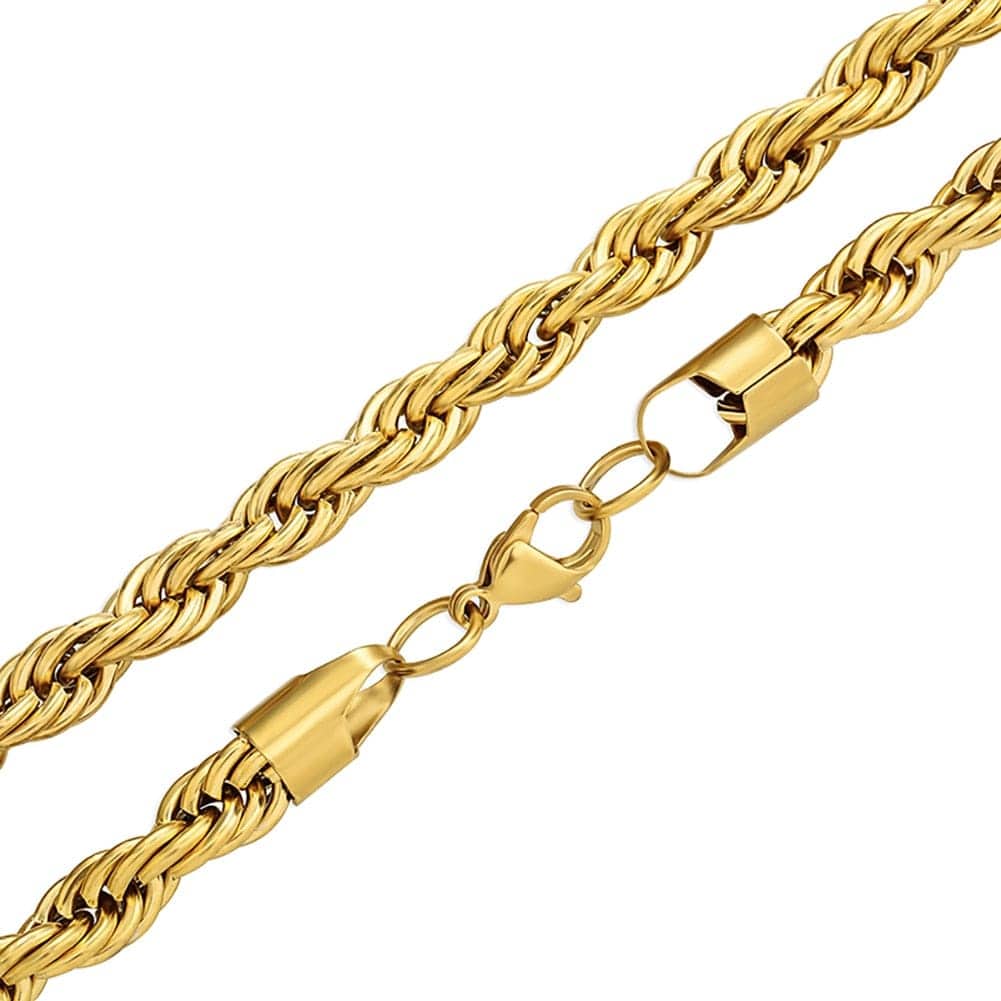 VVS Jewelry hip hop jewelry VVS Jewelry Gold/Silver Stainless Steel Rope Chain + FREE Rope Bracelet
