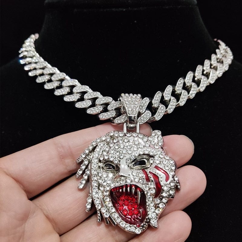 VVS Jewelry hip hop jewelry VVS Jewelry Grizzley Half Tee Half Beast Iced out Cuban Pendant Chain