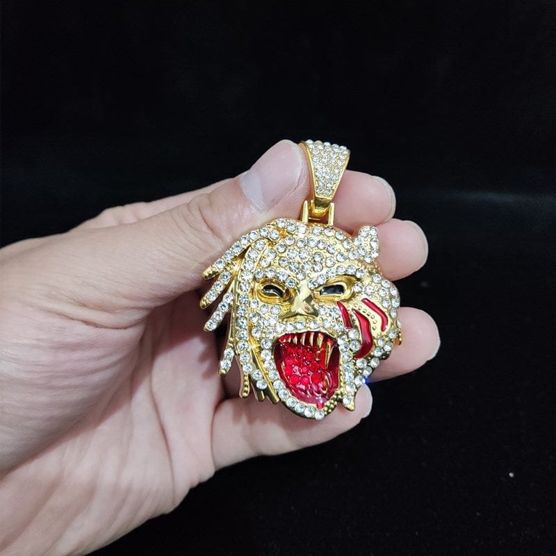 VVS Jewelry hip hop jewelry VVS Jewelry Grizzley Half Tee Half Beast Iced out Cuban Pendant Chain