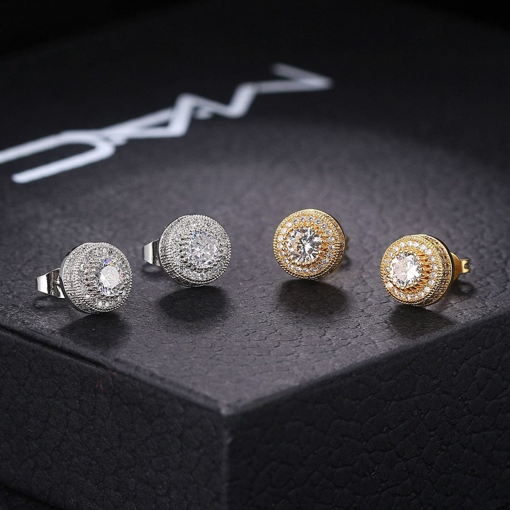 VVS Jewelry hip hop jewelry VVS Jewelry Iced Button Stud Earrings