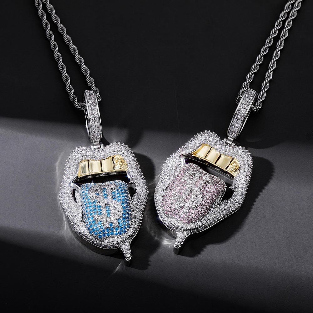 VVS Jewelry hip hop jewelry VVS Jewelry $$$ Micropaved Lip Pendant Necklace