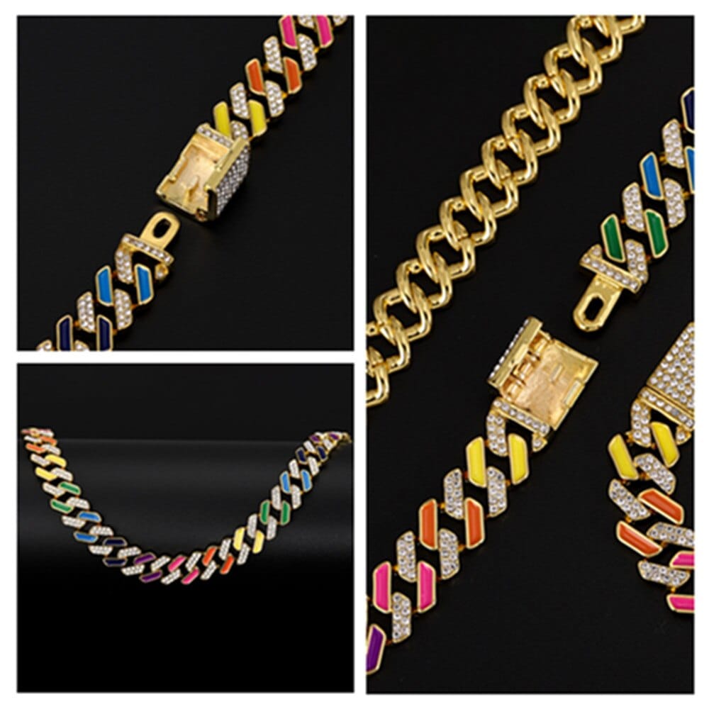 VVS Jewelry hip hop jewelry VVS Jewelry Rainbow Cuban Chain + FREE Bracelet Bundle
