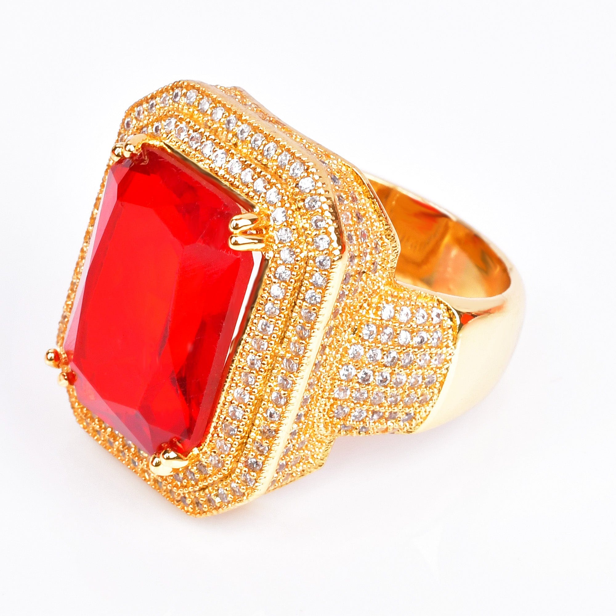 VVS Jewelry hip hop jewelry VVS Jewelry Red Synthetic Ruby Royal Ring