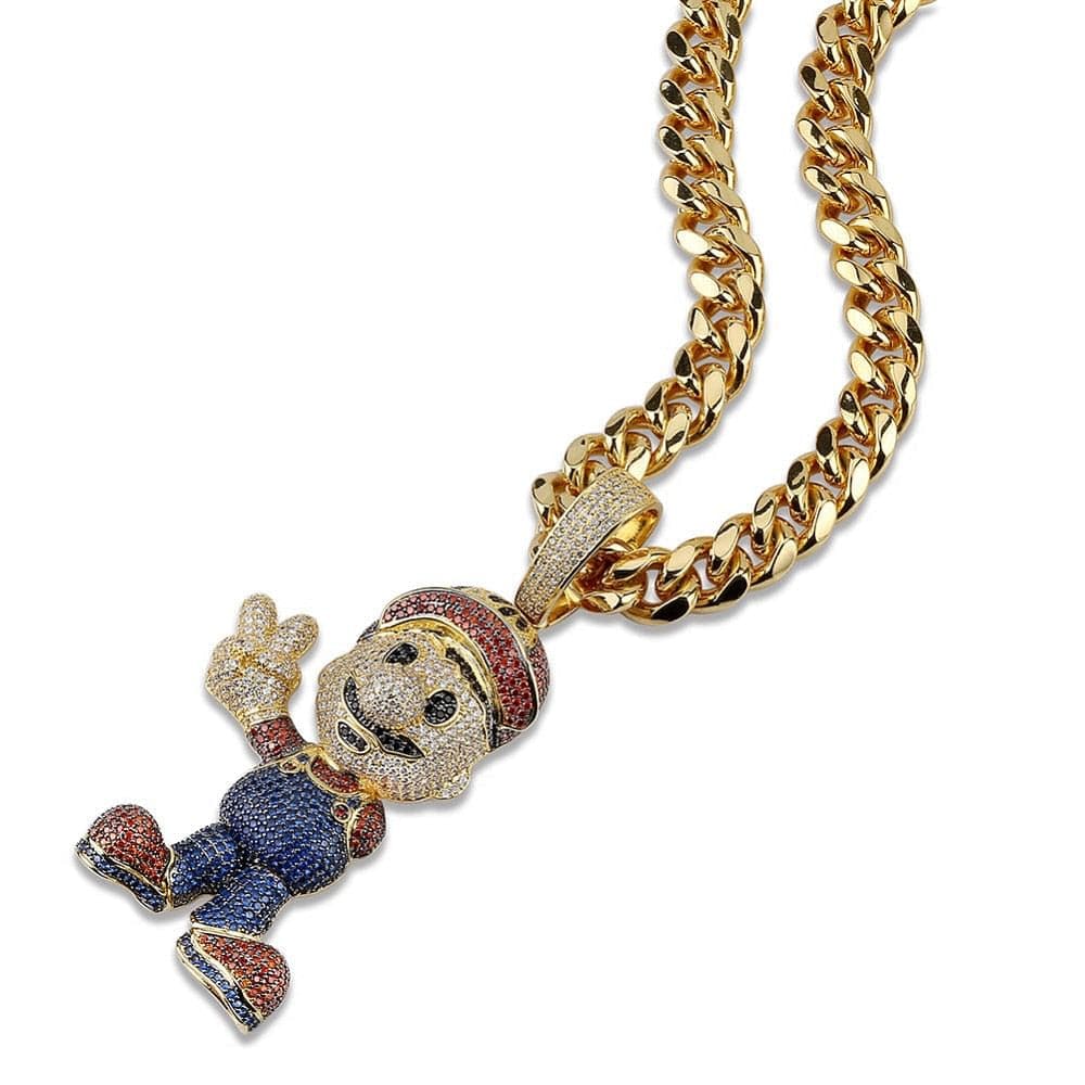 VVS Jewelry hip hop jewelry VVS Jewelry Super Mario Pendant Iced Out Cuban Chain