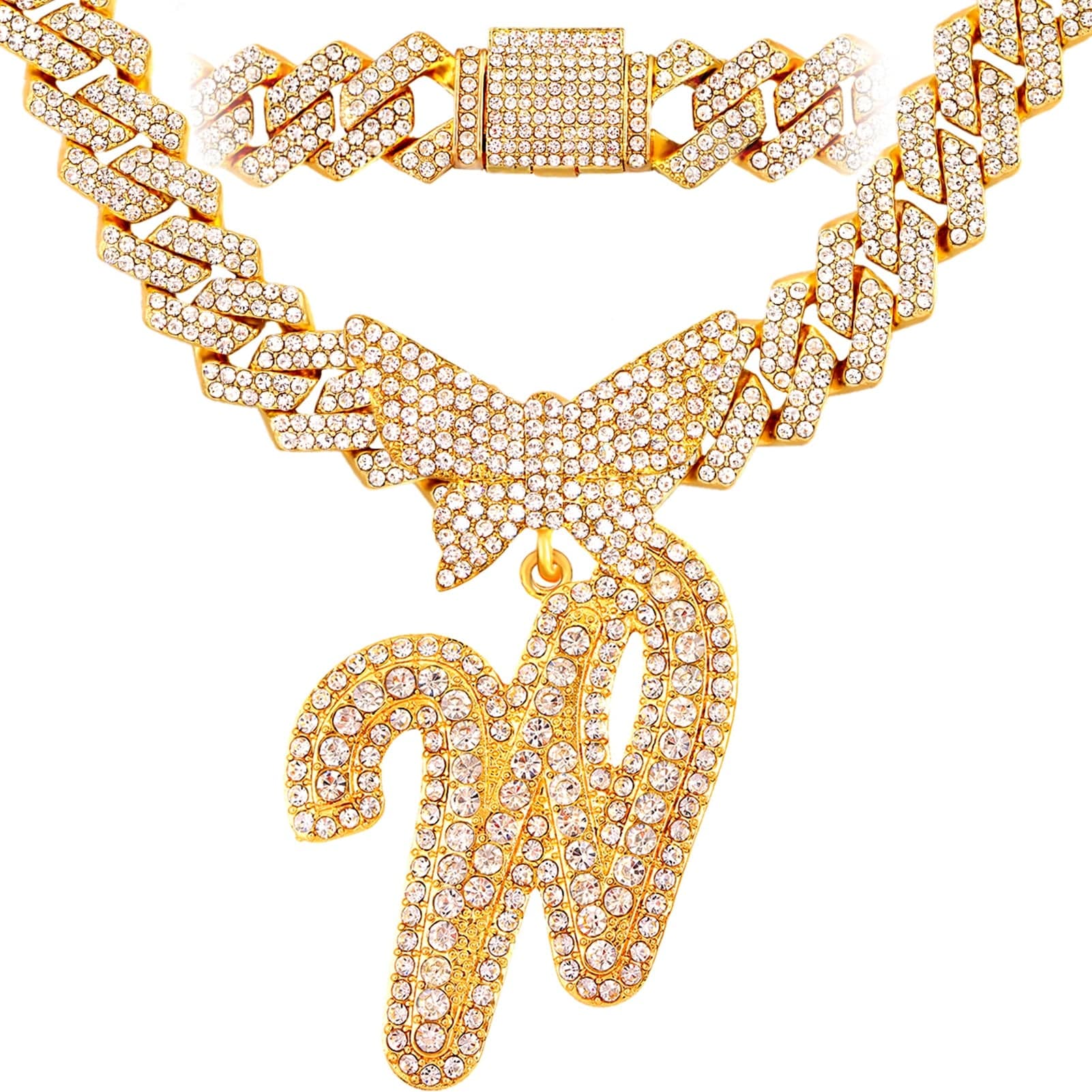 VVS Jewelry hip hop jewelry W / Gold Bling Butterfly Letter Cuban Link Chain