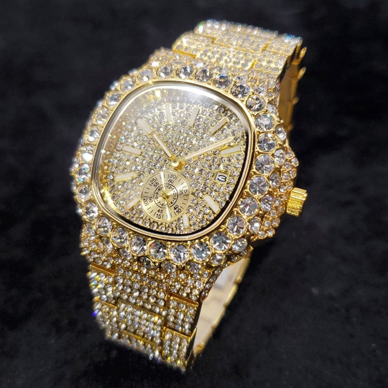 VVS Jewelry hip hop jewelry Watch Gold VVS Jewelry Chronograph Shine Iced out Watch