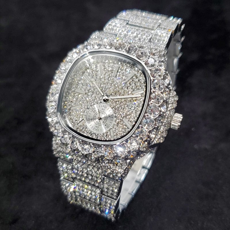 VVS Jewelry hip hop jewelry Watch Silver VVS Jewelry Chronograph Shine Iced out Watch