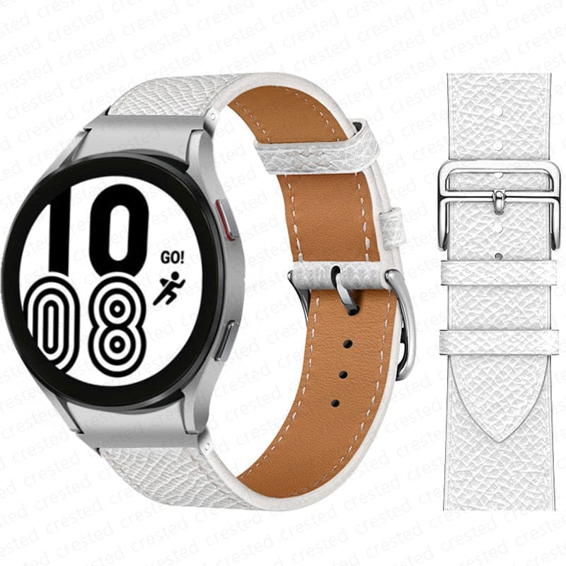 VVS Jewelry hip hop jewelry White-Silver / galaxy watch 5-5 pro Two-Tone Leather Watch Strap for Smart Watches