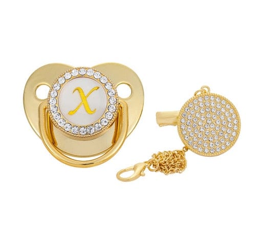 VVS Jewelry hip hop jewelry X Custom Gold Bling Initial BPA Free Baby Pacifier